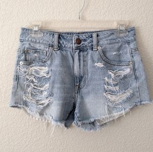american eagle 2 high rise festival distressed cutoff jean shorts